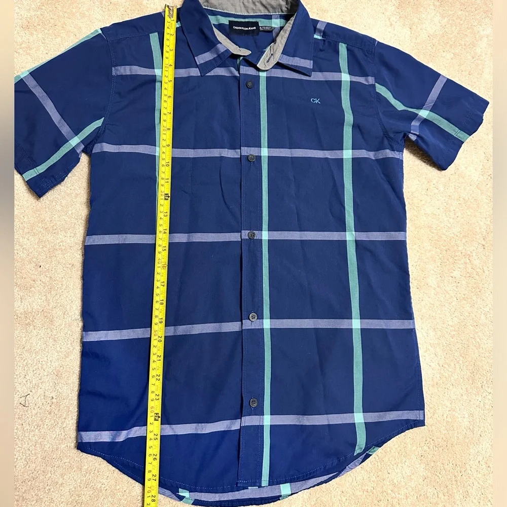 Boys blue plaid shirt size XL (18/20) Calvin Klein